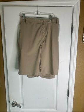 Greg Norman Collection Tan Flat-Front Performance Golf Shorts